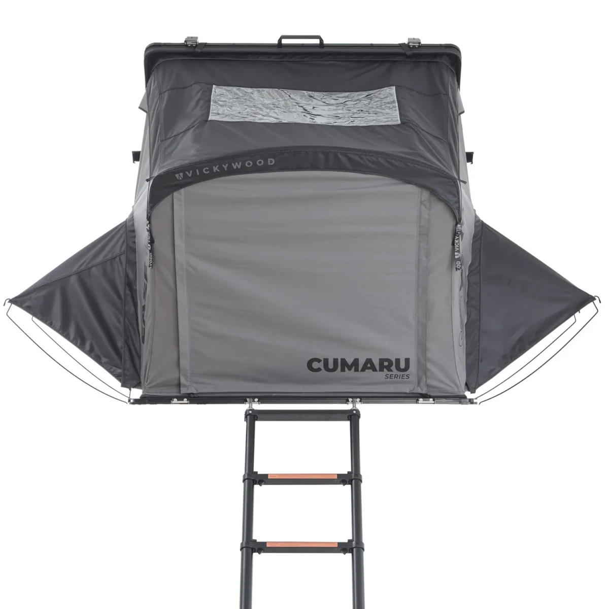 (pré commande 17.07.2025) Tente de toit rigide VICKYWOOD CUMARU EASE 125 – Grise – 2 pers. – Coque rigide légère + matelas pneumatique – Image 9