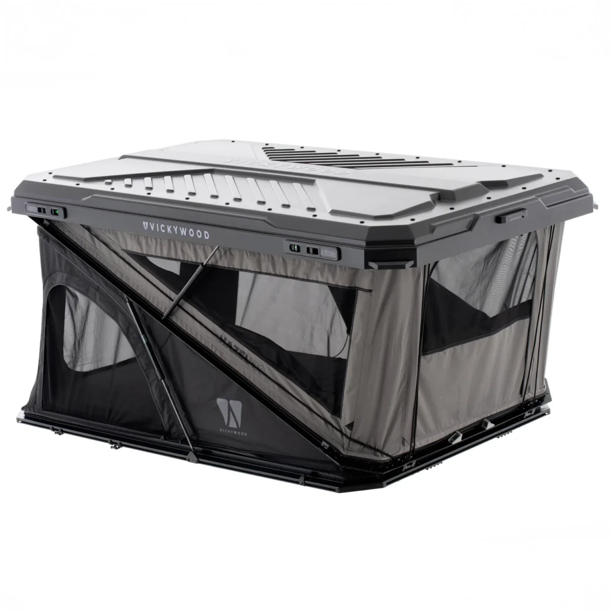 (pré commande 15.08.2025) Tente de toit rigide VICKYWOOD HAZEL 130 – Grise – 2 pers. – Coque ABS + Vue panoramique 270° – Image 2